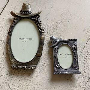 Western Themed Bronze and Silver Photo Frame Set